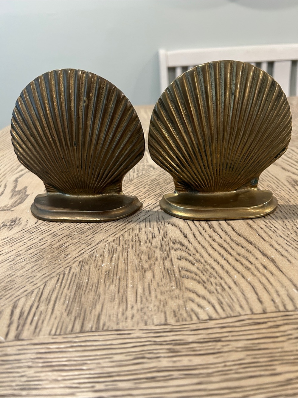Vintage Brass Shell Bookends